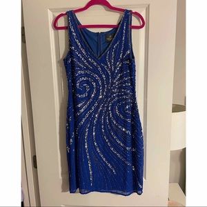 NWT Adrianna Papell beaded royal blue dress sz 10